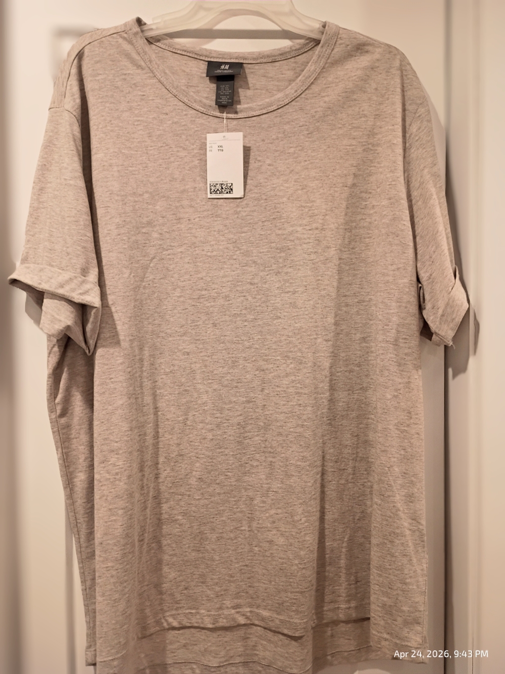 H&M Men’s Short Sleeve Crew Neck Tee in Heather Beige